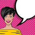 Pop art cartoon comic woman empty bubble Royalty Free Stock Photo