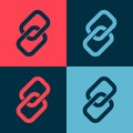 Pop art Chain link icon isolated on color background. Link single. Hyperlink chain symbol. Vector