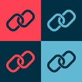Pop art Chain link icon isolated on color background. Link single. Hyperlink chain symbol. Vector Royalty Free Stock Photo