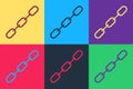 Pop art Chain link icon isolated on color background. Link single. Vector Royalty Free Stock Photo