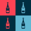 Pop art Champagne bottle icon isolated on color background. Vector Illustration Royalty Free Stock Photo