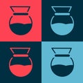 Pop art Chemex icon isolated on color background. Alternative methods of brewing coffee. Coffee culture. Vector