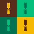 Pop art Chisel tool for wood icon isolated on color background. Vector