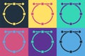 Pop art Circle banner with Bezier curve icon isolated on color background. Pen tool icon. Vector