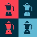 Pop art Coffee maker moca pot icon isolated on color background. Vector Royalty Free Stock Photo