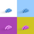 Pop art collage of 3D rendered abstract cloud form legos isolated on colorful backgrounds Royalty Free Stock Photo