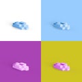 Pop art collage of 3D rendered abstract cloud form legos isolated on colorful backgrounds Royalty Free Stock Photo