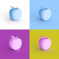 Pop art collage of 3D rendered apple isolated on colorful backgrounds