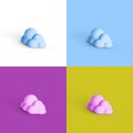 Pop art collage of 3D rendered cloud form isolated on colorful backgrounds