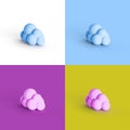 Pop art collage of 3D rendered cloud form isolated on colorful backgrounds