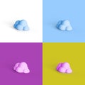 Pop art collage of 3D rendered cloud form isolated on colorful backgrounds