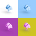 Pop art collage of 3D rendered cloud form with lightning isolated on colorful backgrounds