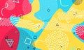 Pop art color background. Memphis pattern of geometric shapes for tissue and postcards. Vector Illustration. Hipster style 80s-90s