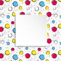 Pop art colorful confetti background. Big colored spots and circ