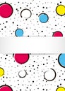 Pop art colorful confetti background. Big colored spots and circ