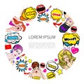 Pop Art Colorful Elements Round Concept