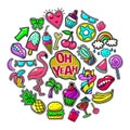 Pop Art Colorful Patches Round Concept