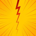 Pop art comic background lightning blast halftone dots. Cartoon Vector Illustration on yellow Royalty Free Stock Photo
