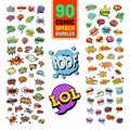 Pop Art Comic Speech Bubbles Collection with Funny Text. Chat, Communication Stickers, Badges and Patches