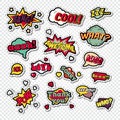 Pop Art Comic Speech Bubbles Set with Funny Text. Chat, Communication Stickers, Badges and Patches Royalty Free Stock Photo