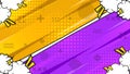Pop Art Comic Style Versus Battle Background with Split Screen Yellow and Purple Tones Royalty Free Stock Photo