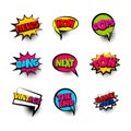 Pop art comic text phrase set collection Royalty Free Stock Photo