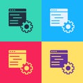 Pop art Computer api interface icon isolated on color background. Application programming interface API technology. Software Royalty Free Stock Photo