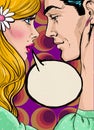 Pop Art couple conversation.Love couple.Pop Art love. Royalty Free Stock Photo