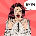 Pop Art Depressed Crying Woman Screaming Why