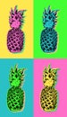 Pop art design with colorful summer pineapple