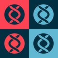 Pop art DNA symbol icon isolated on color background. Genetic engineering, genetics testing, cloning, paternity testing Royalty Free Stock Photo