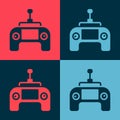 Pop art Drone radio remote control transmitter icon isolated on color background. Vector