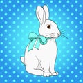 Pop art Easter bunny. Comic book style imitation. Vintage retro style. Object on a blue background