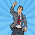 Pop Art Excited Businessman Business Success