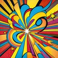 Pop art explosion background 1960 colorful geometric starburst