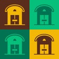 Pop art Farm house icon isolated on color background. Vector Royalty Free Stock Photo