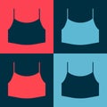 Pop art Female crop top icon isolated on color background. Undershirt. Vector