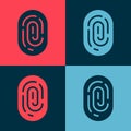 Pop art Fingerprint icon isolated on color background. ID app icon. Identification sign. Touch id. Vector Royalty Free Stock Photo