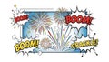 Comic Book Style Fireworks with Sound Effects Royalty Free Stock Photo