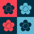 Pop art Flower icon isolated on color background. Vector Royalty Free Stock Photo