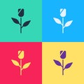 Pop art Flower rose icon isolated on color background. Vector Royalty Free Stock Photo