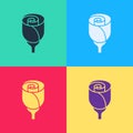 Pop art Flower rose icon isolated on color background. Vector Royalty Free Stock Photo