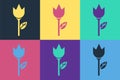 Pop art Flower tulip icon isolated on color background. Vector Royalty Free Stock Photo