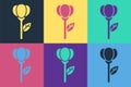 Pop art Flower tulip icon isolated on color background. Vector Royalty Free Stock Photo