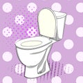 Pop art flush toilet, WC. Color background. Comic book style imitation.
