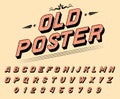 Pop art font for posters. Comic retro game alphabet. Vintage old Futuristic 80 s typeface, editable and layered. Vector Royalty Free Stock Photo