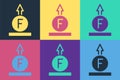Pop art Force of physic formula calculation icon isolated on color background. Vector