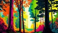 Pop Art Forest: A Futuristic Depth of Field, Made with Generative AI