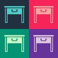 Pop art Furniture nightstand icon isolated on color background. Vector