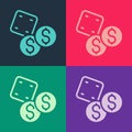 Pop art Game dice icon isolated on color background. Casino gambling. Vector Royalty Free Stock Photo